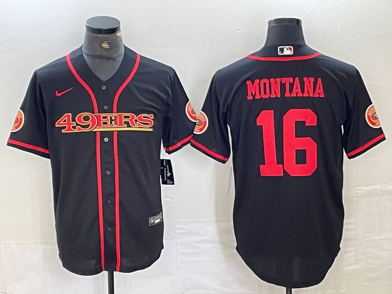 Men San Francisco 49ers #16 Montana Black 2024 Nike Vapor Untouchable Co branded NFL Jersey style 1